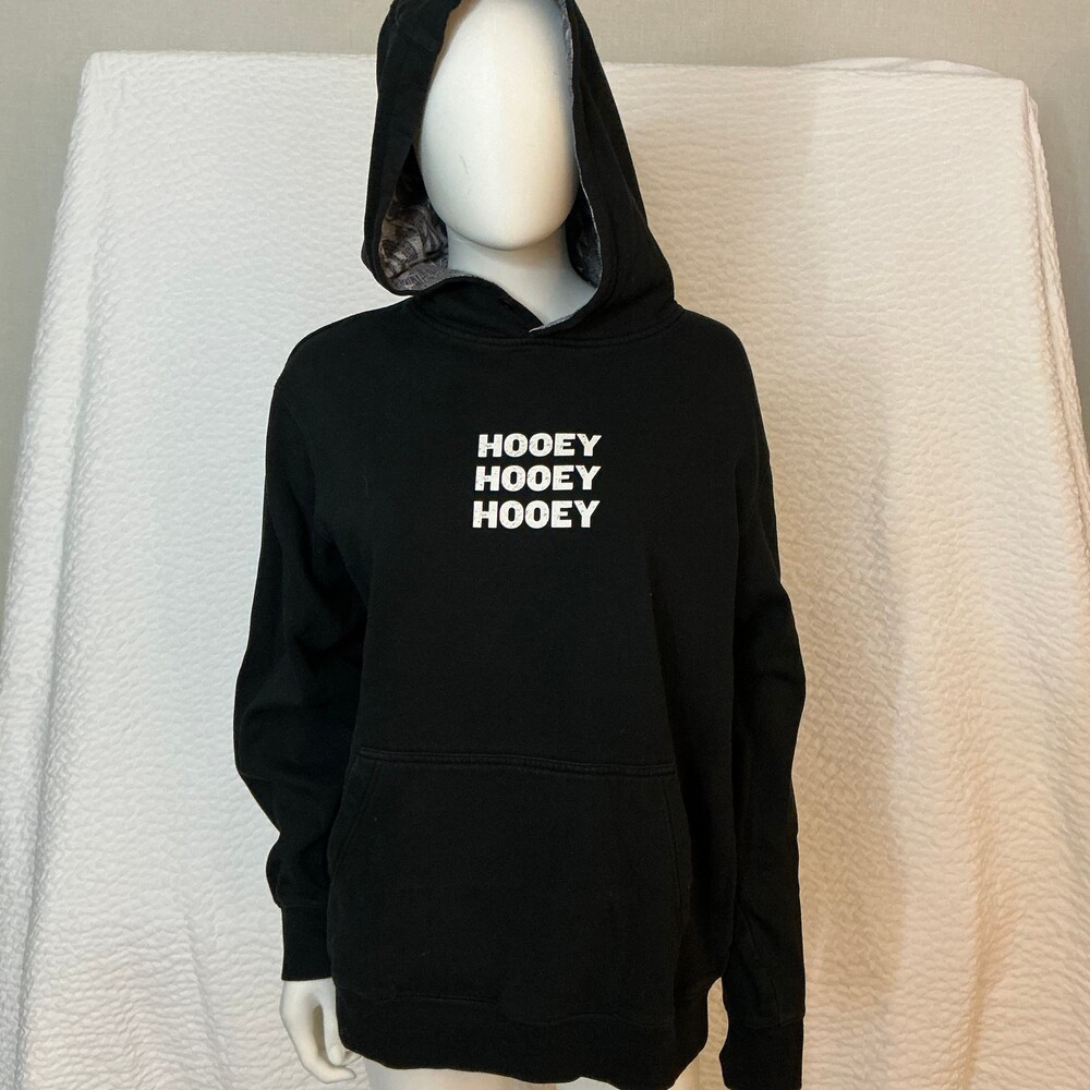 Hooey Medium Black Pullover Hoodie with Patterned Hood Lining
